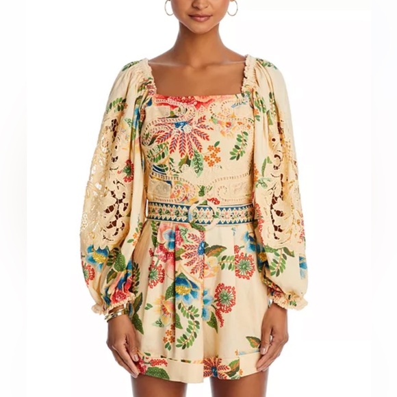 FARM Rio Pants - Farm Rio Delicate Sand Belted Romper